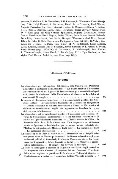 La riforma sociale rassegna di scienze sociali e politiche