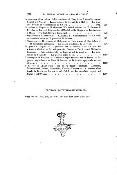 La riforma sociale rassegna di scienze sociali e politiche