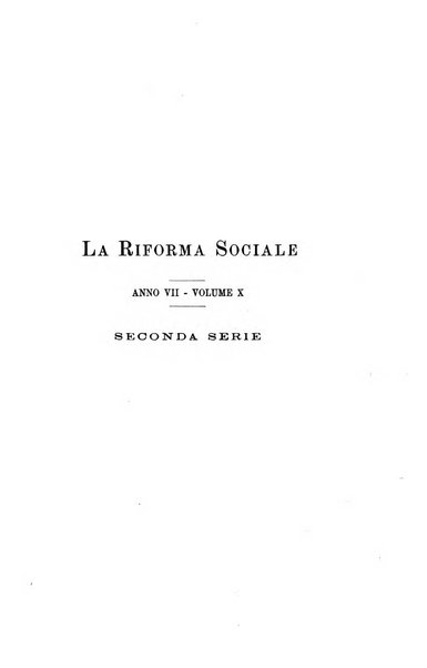 La riforma sociale rassegna di scienze sociali e politiche