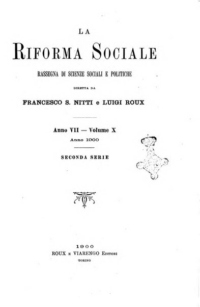 La riforma sociale rassegna di scienze sociali e politiche