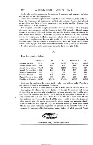 La riforma sociale rassegna di scienze sociali e politiche