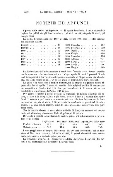 La riforma sociale rassegna di scienze sociali e politiche