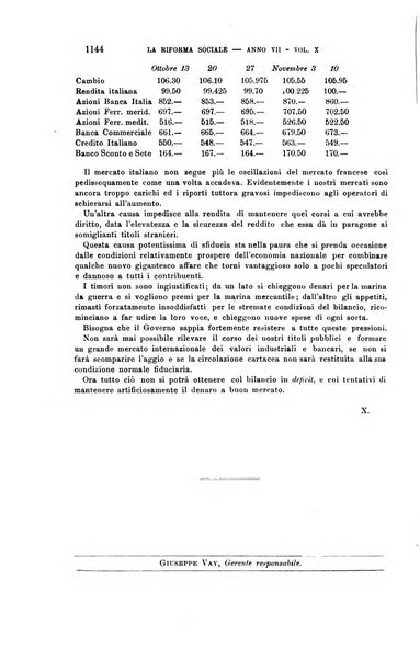 La riforma sociale rassegna di scienze sociali e politiche