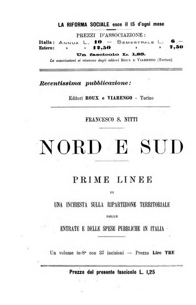 La riforma sociale rassegna di scienze sociali e politiche