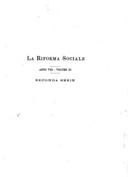 La riforma sociale rassegna di scienze sociali e politiche