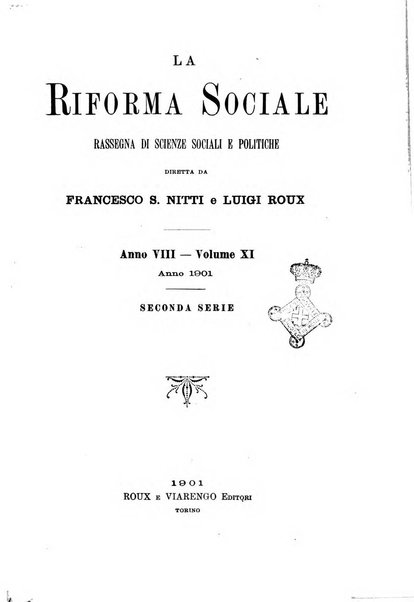 La riforma sociale rassegna di scienze sociali e politiche