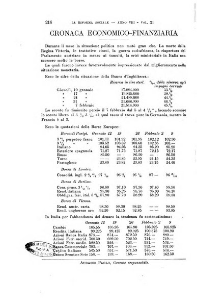 La riforma sociale rassegna di scienze sociali e politiche