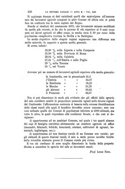 La riforma sociale rassegna di scienze sociali e politiche