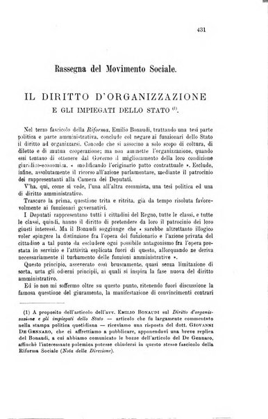 La riforma sociale rassegna di scienze sociali e politiche