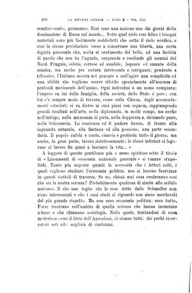 La riforma sociale rassegna di scienze sociali e politiche