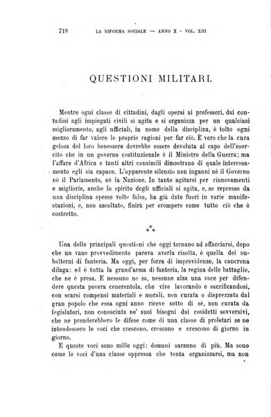 La riforma sociale rassegna di scienze sociali e politiche