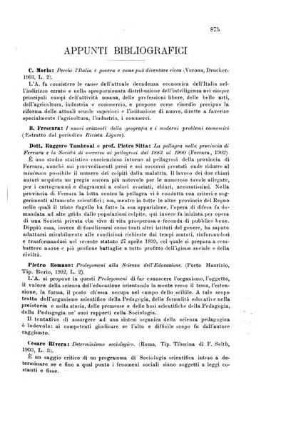 La riforma sociale rassegna di scienze sociali e politiche