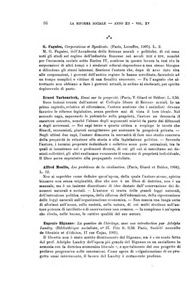 La riforma sociale rassegna di scienze sociali e politiche