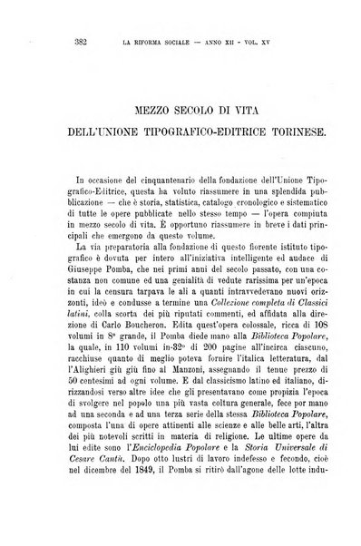 La riforma sociale rassegna di scienze sociali e politiche