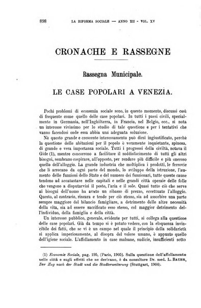 La riforma sociale rassegna di scienze sociali e politiche