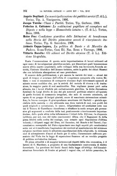 La riforma sociale rassegna di scienze sociali e politiche