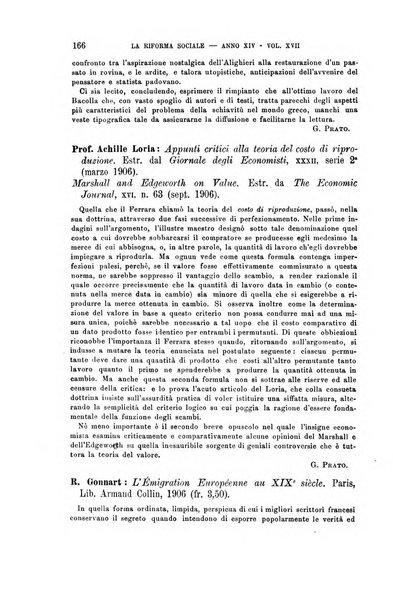 La riforma sociale rassegna di scienze sociali e politiche