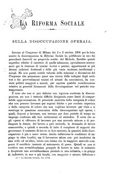 La riforma sociale rassegna di scienze sociali e politiche