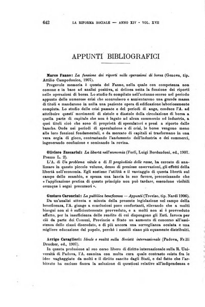 La riforma sociale rassegna di scienze sociali e politiche