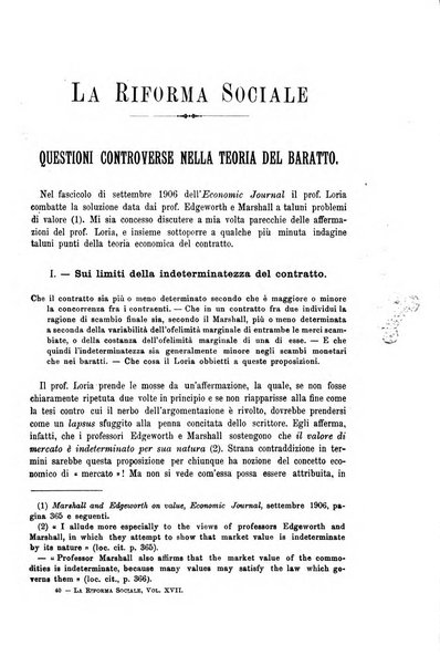 La riforma sociale rassegna di scienze sociali e politiche