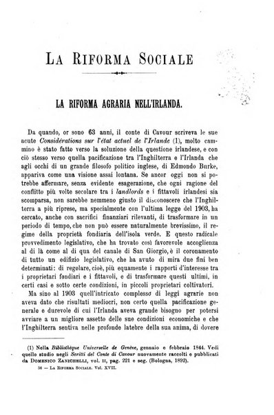 La riforma sociale rassegna di scienze sociali e politiche