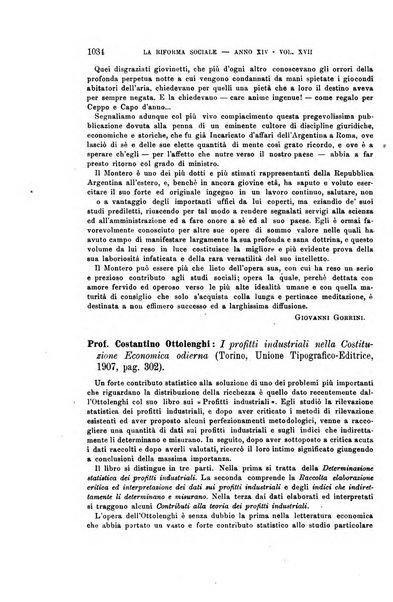 La riforma sociale rassegna di scienze sociali e politiche