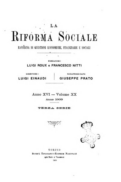 La riforma sociale rassegna di scienze sociali e politiche