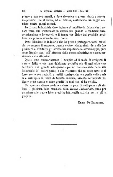 La riforma sociale rassegna di scienze sociali e politiche