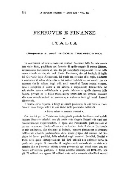 La riforma sociale rassegna di scienze sociali e politiche