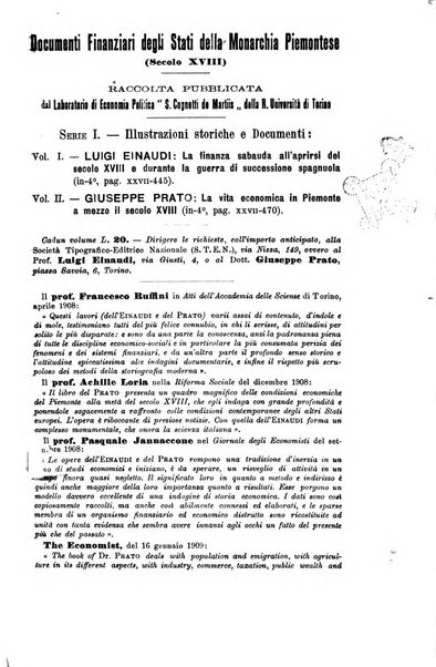 La riforma sociale rassegna di scienze sociali e politiche