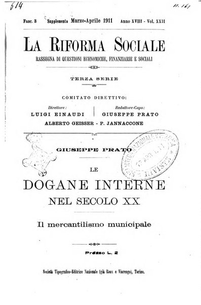 La riforma sociale rassegna di scienze sociali e politiche