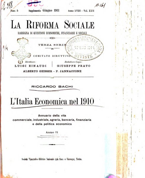 La riforma sociale rassegna di scienze sociali e politiche