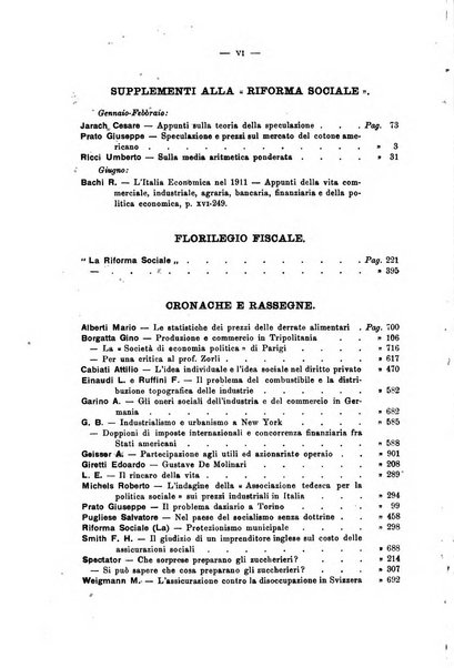 La riforma sociale rassegna di scienze sociali e politiche