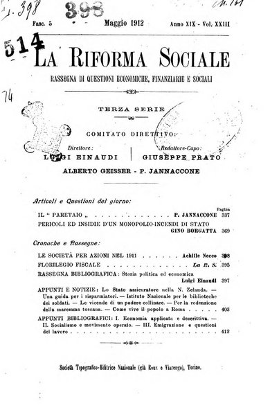 La riforma sociale rassegna di scienze sociali e politiche