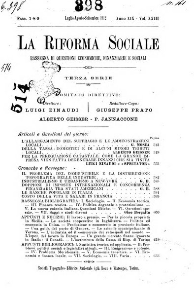 La riforma sociale rassegna di scienze sociali e politiche