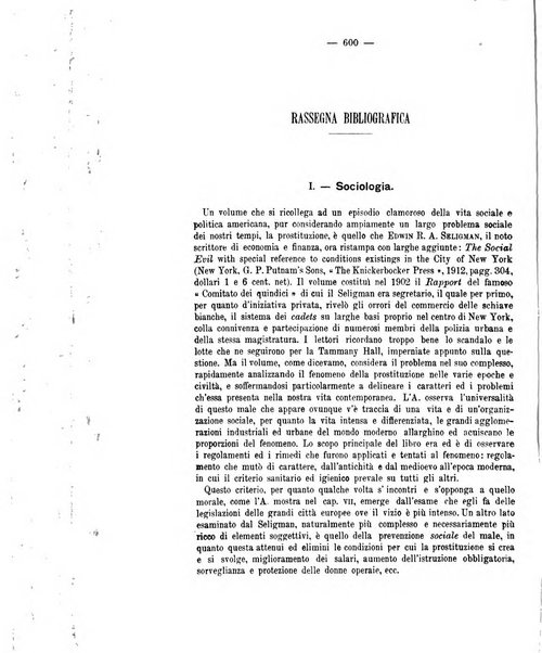 La riforma sociale rassegna di scienze sociali e politiche