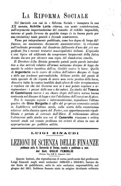 La riforma sociale rassegna di scienze sociali e politiche