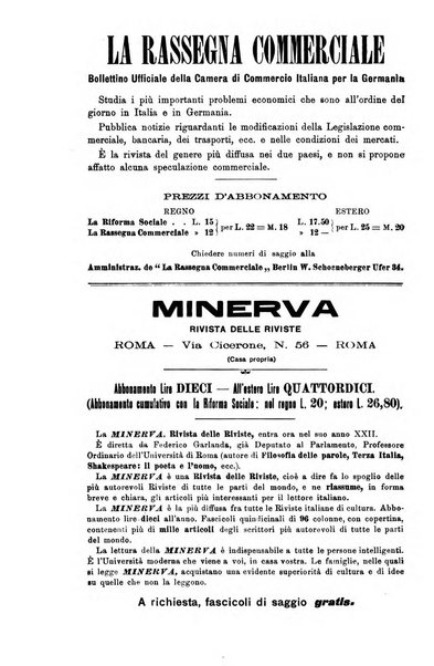 La riforma sociale rassegna di scienze sociali e politiche