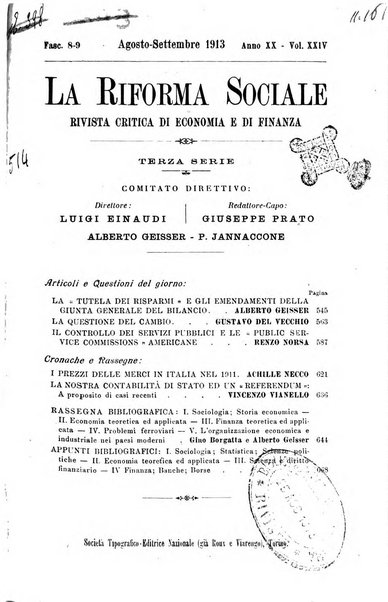 La riforma sociale rassegna di scienze sociali e politiche