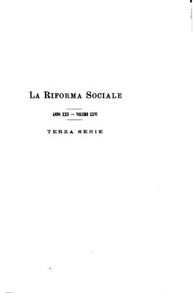 La riforma sociale rassegna di scienze sociali e politiche