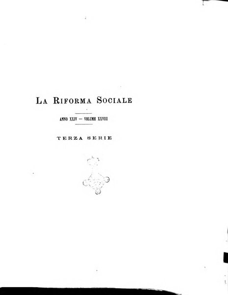 La riforma sociale rassegna di scienze sociali e politiche