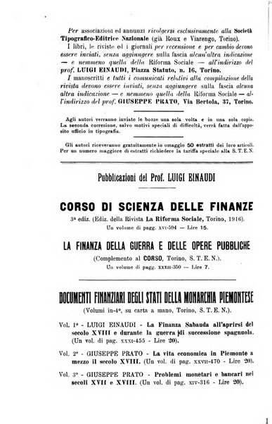 La riforma sociale rassegna di scienze sociali e politiche