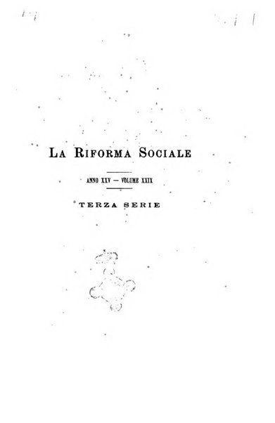 La riforma sociale rassegna di scienze sociali e politiche