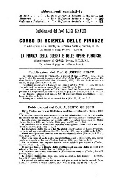 La riforma sociale rassegna di scienze sociali e politiche