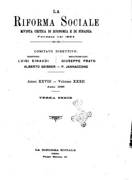 La riforma sociale rassegna di scienze sociali e politiche