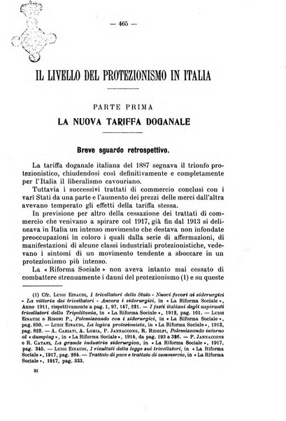 La riforma sociale rassegna di scienze sociali e politiche