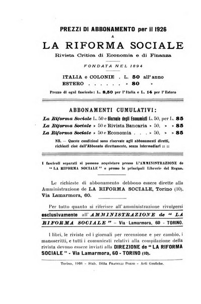 La riforma sociale rassegna di scienze sociali e politiche