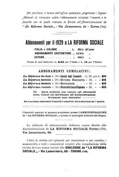 La riforma sociale rassegna di scienze sociali e politiche