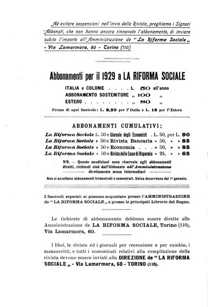 La riforma sociale rassegna di scienze sociali e politiche