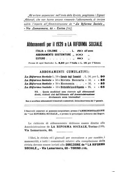 La riforma sociale rassegna di scienze sociali e politiche